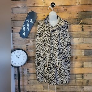 Ashley Mason women's Leopard Print Long Line Zipped Hooded Utility Vest size M